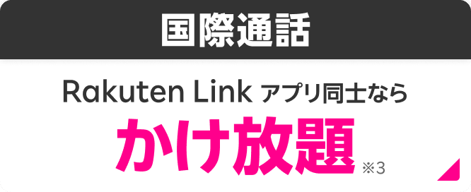 国際通話 Rakuten Linkアプリ同士ならかけ放題※3